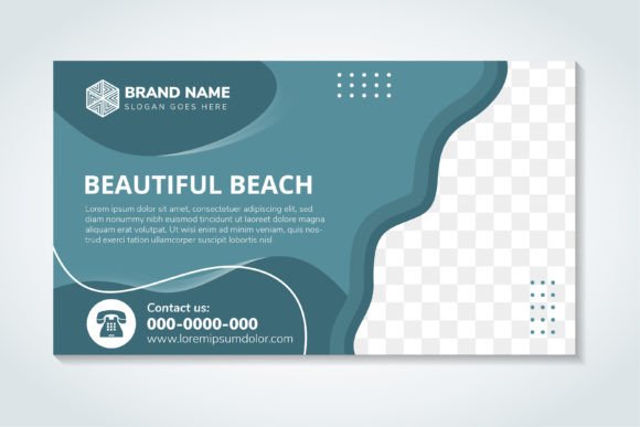 Beautiful Beach Horizontal Flyer for Print Templates and Graphics
