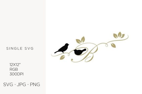 Birds on a Branch, Golden Letter B - A Versatile Graphic Asset for Branding and Marketing