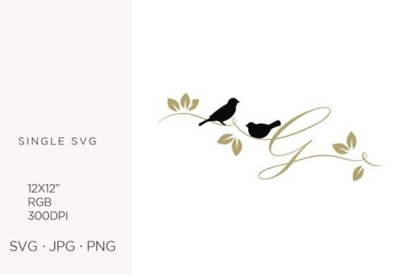 Birds on a Branch, Golden Letter G - A Versatile Graphic for Icons and Graphics