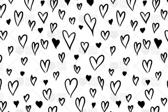 Black Heart Grunge Seamless Pattern for Graphics and Patterns