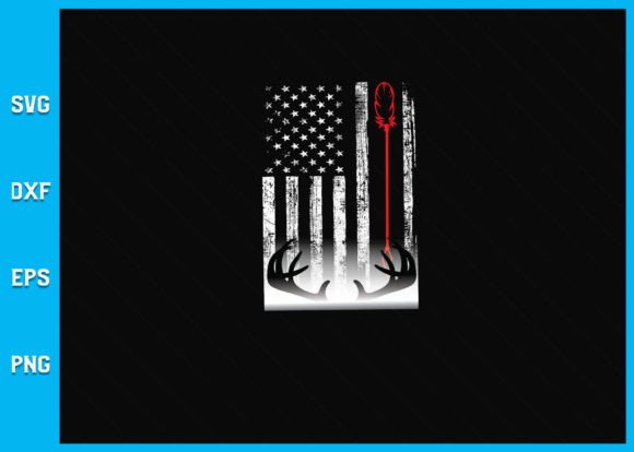 Bow Deer Hunting American Flag Graphics for Crafts