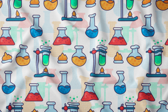 Chemistry Flasks Seamless Pattern for Local Business Branding