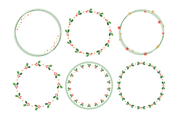 Christmas Star and Holly Frame Clip Art for Branding and Marketing