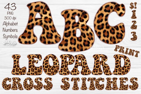 Leopard Alphabet PNG Cross Stitches for Crafts and Graphics