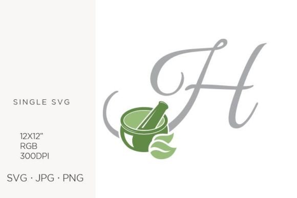 Mortar and Pestle, Spice and Letter H Graphics