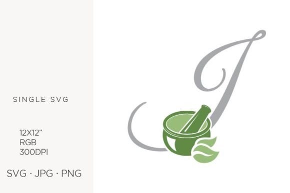 Mortar and Pestle, Spice and Letter J Graphics
