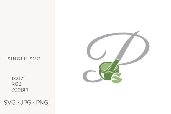Mortar and Pestle, Spice and Letter P Graphics