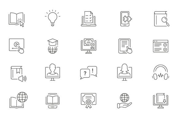 Online Education Icon Set for Modern Web Design