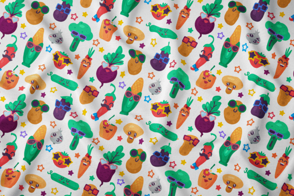 Organic Vegetables Food Emoji Pattern for Local Branding