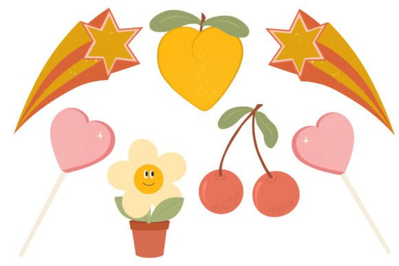 Retro 70s PNG Graphic Hippie Groovy for Crafts and Graphics
