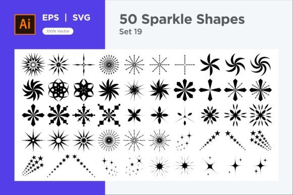 Sparkle Shape Symbol Sign V3-50 -19 for Website Graphics and Decorative Elements