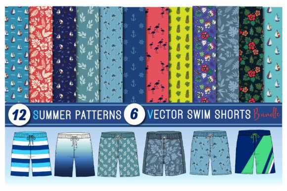 Summer Seamless Patterns and Swim Shorts Bundle for Creative Projects