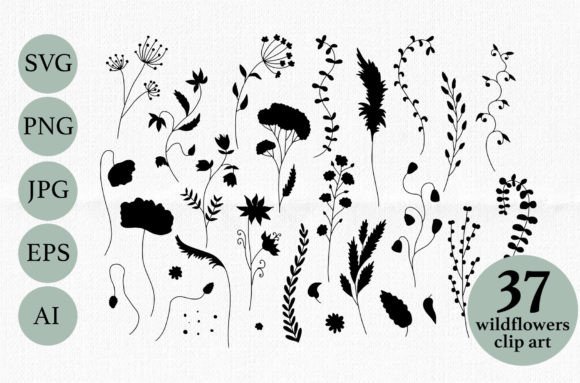 Wildflower Silhouette Collection for Handmade Projects